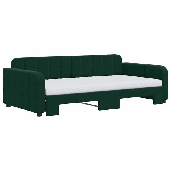 vidaXL Divano Letto Estraibile Materassi Verde Scuro 100x200 Velluto
