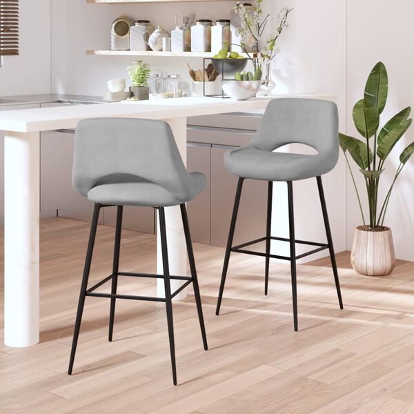 vidaXL Sgabelli da Bar 2 pz Grigio Chiaro in Velluto