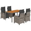 vidaXL Set da Pranzo da Giardino 5 pz con Cuscini in Polyrattan Grigio