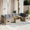 vidaXL Set Divani da Giardino 11 pz con Cuscini Beige in Polyrattan