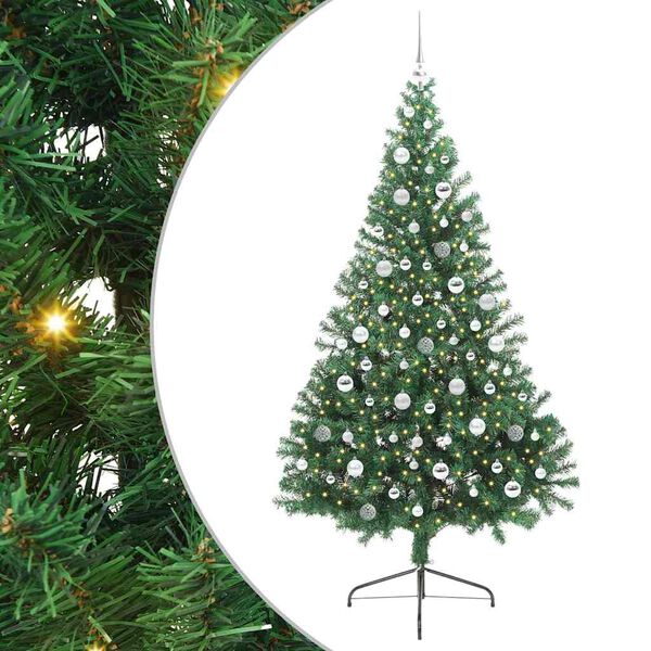 vidaXL Albero di Natale artificiale con luci integrate Verde 210 cm