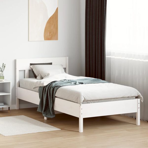 vidaXL Letto senza Materasso Bianco 90x190 cm in Legno Massello Pino