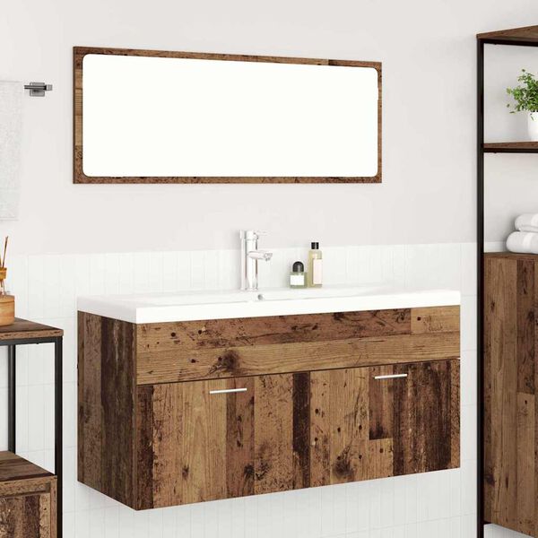 vidaXL Mobile da Bagno con porta Legno vecchio 100 x 38,5 x 46 cm