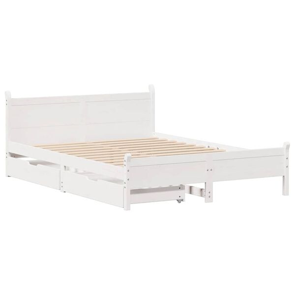 vidaXL Letto senza Materasso Bianco 140x200 cm Legno Massello di Pino