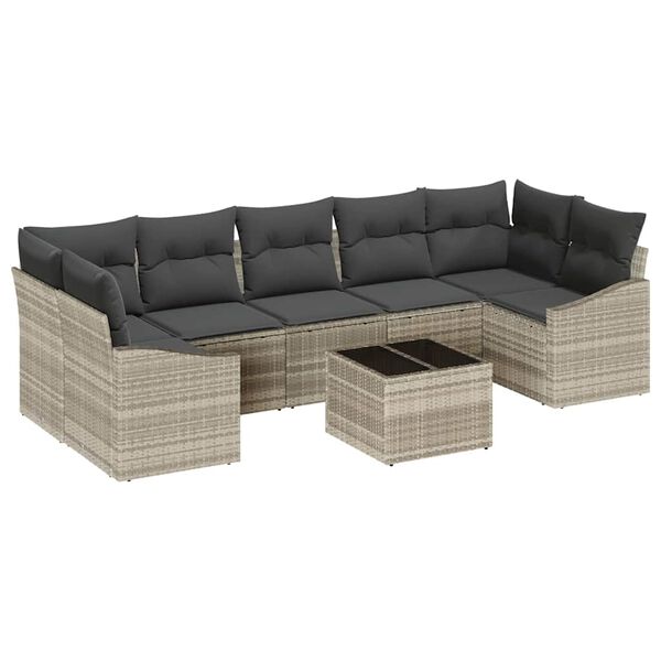 vidaXL Set di divani Grigio chiaro 55 x 55 x 37 cm polyrattan