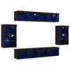 vidaXL Set mobile TV 8 pz Rovere nero Legno ingegnerizzato