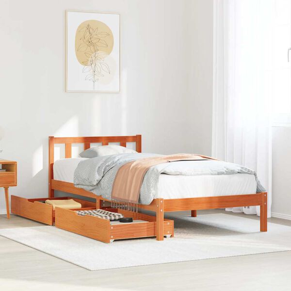 vidaXL Letto senza Materasso Marrone Cera 100x200 cm in Legno di Pino