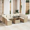 vidaXL Set Divano da Giardino con cuscino 10 pcs Beige Poly Rattan