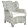 vidaXL Poltrona con Cuscino Grigio in Rattan Naturale e Lino