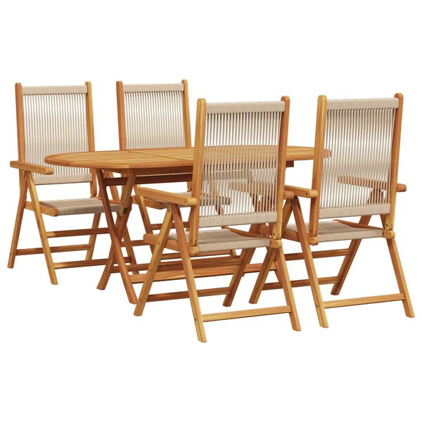 vidaXL Set da Pranzo per Giardino 5 pcs Beige