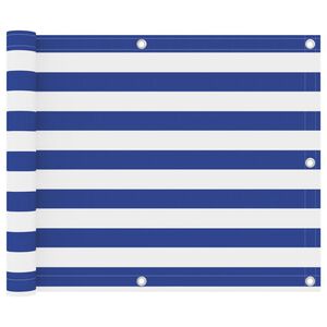 vidaXL Paravento da Balcone Bianco e Blu 75x300 cm Tessuto Oxford