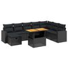 vidaXL Set Divani da Giardino 9 pz con Cuscini Nero in Polyrattan