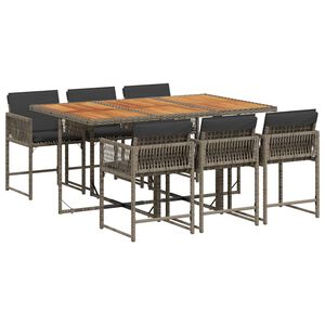 vidaXL Set da Pranzo da Giardino 7 pz con Cuscini in Polyrattan Grigio