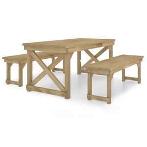 vidaXL Set da Pranzo per Giardino 3 pz in Legno di Pino Impregnato