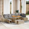 vidaXL Set Divano da Giardino con cuscino 9 pcs Beige Poly Rattan