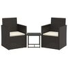 vidaXL Set Divani da Esterno 3 pz con Cuscini Nero in Polyrattan
