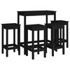 vidaXL Set da Bar 5 pz Nero in Legno Massello di Pino