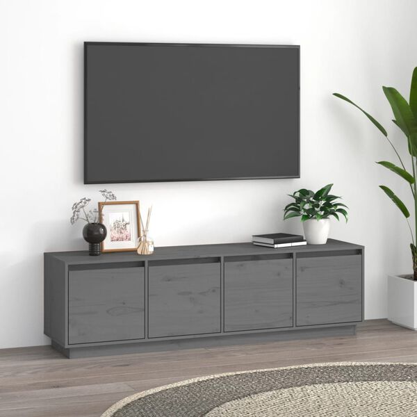 vidaXL Mobile Porta TV Grigio 156x37x45 cm in Legno Massello di Pino