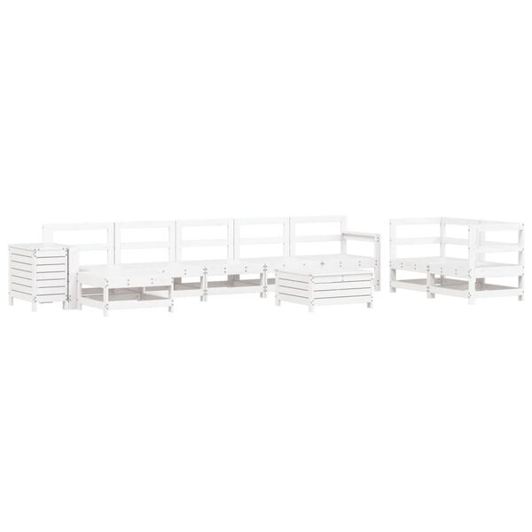 vidaXL Set Divani da Giardino 10 pz Bianco in Legno Massello di Pino