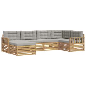 vidaXL Set di divani da esterno 6 pz Bianco e Grigio Chiaro Poliestere