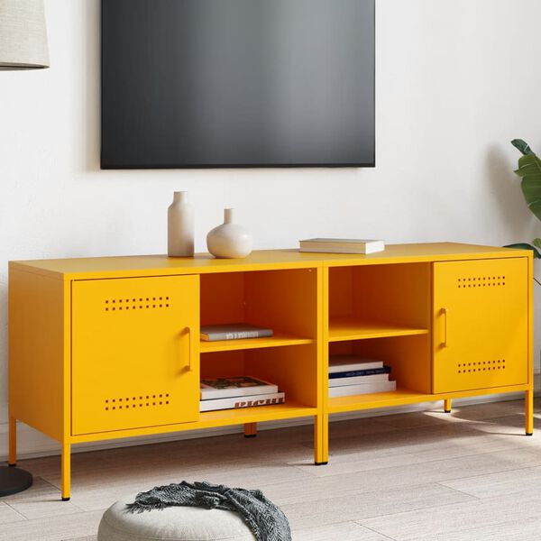 vidaXL Mobili TV 2 pz Giallo Senape 68x39x50,5 cm in Acciaio