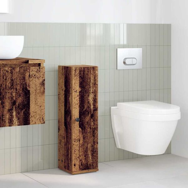 vidaXL Mobile da Bagno con Portarotolo Legno Antico 20,5x22x72 cm