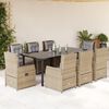 vidaXL Set da Pranzo da Giardino 9 pz con Cuscini Beige in Polyrattan
