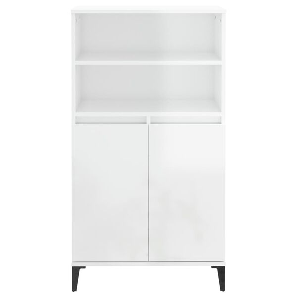 vidaXL Credenza Bianco Lucido 60x36x110 cm in Legno Multistrato
