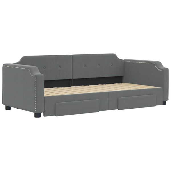 vidaXL Divano Letto Estraibile Cassetti Grigio Scuro 90x190cm Tessuto