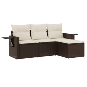 vidaXL Set Divano da Giardino 4 pz con Cuscini Marrone in Polyrattan