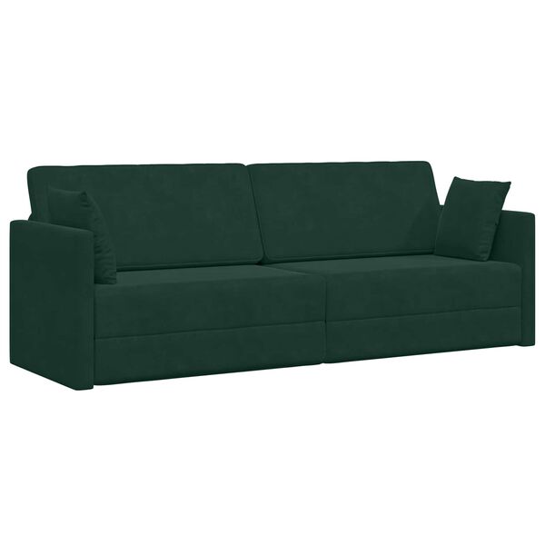 vidaXL Divano-letto da pavimento 200cm Verde Scuro Velluto