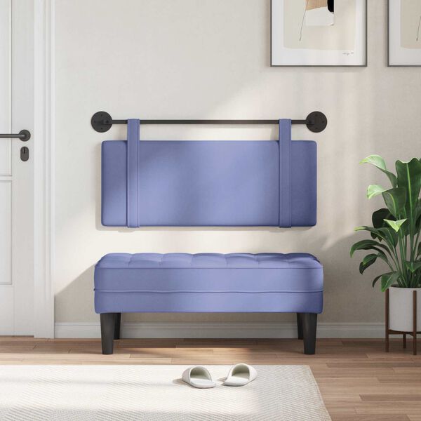 vidaXL Testata appesa Tinta unita Blu jeans 110 x 55 x 5 cm Tessuto