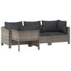 vidaXL Set da giardino 4 pezzi con cuscini grigio in polyrattan