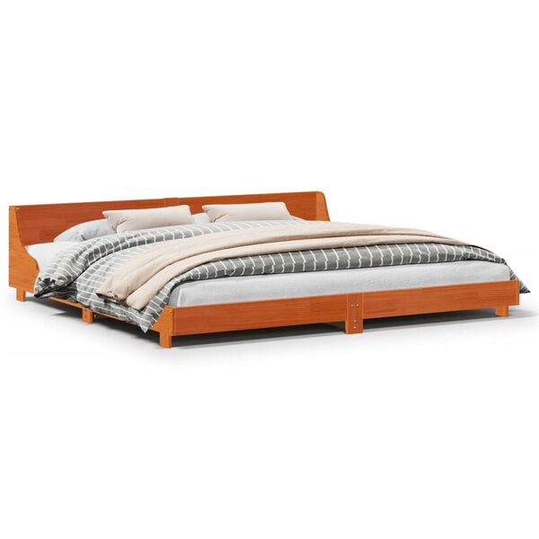 vidaXL Letto senza Materasso Marrone Cera 200x200 cm in Legno di Pino