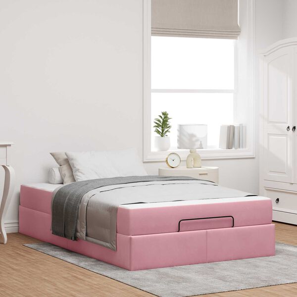 vidaXL Struttura letto con materasso con materasso 2 pcs Rosa Velluto