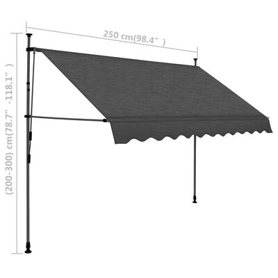 vidaXL Tenda da Sole Retrattile Manuale con LED 250 cm Antracite