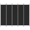 vidaXL Divisorio 5 Pannelli Nero 250x200 cm Tessuto