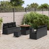 vidaXL Set Divano da Giardino con cuscino 9 pcs Nero polyrattan