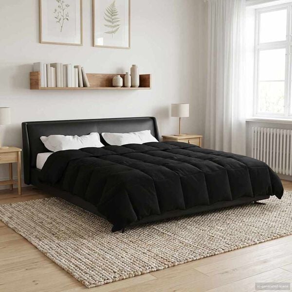 vidaXL Duvet Estivo Trapuntato Nero 200 x 220 cm Microfibra