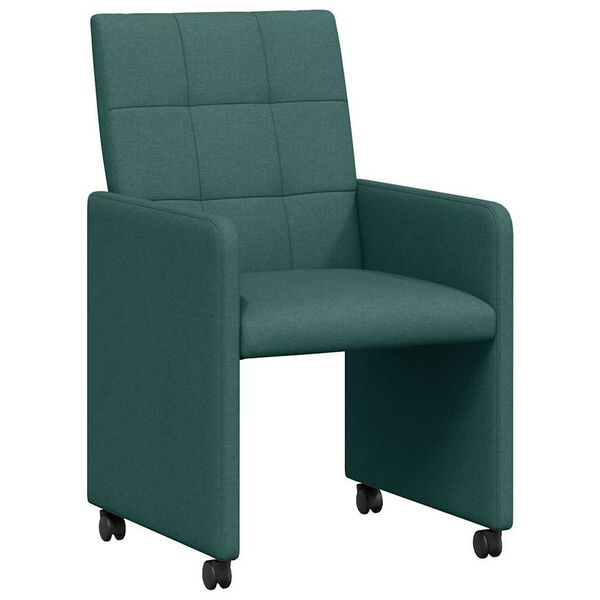 vidaXL Sedie da Pranzo con Ruote 2 pcs Verde scuro 58 x 65 x 94 cm