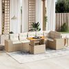 vidaXL Set Divani da Giardino 7 pz con Cuscini Beige in Polyrattan