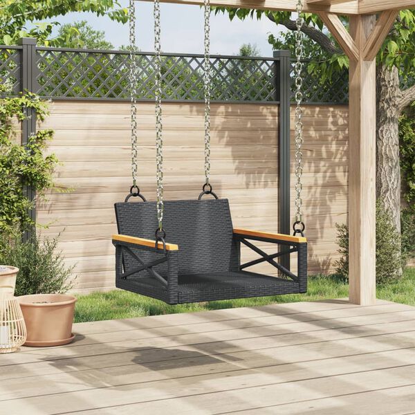 vidaXL Panchina a Dondolo Nera 63x62x40 cm in Polyrattan
