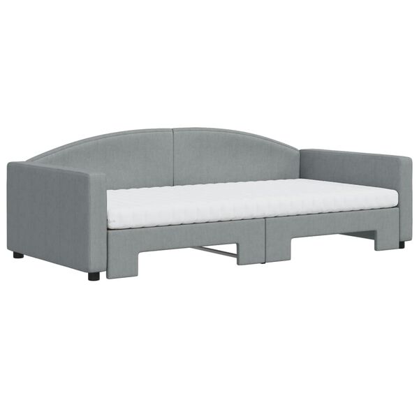 vidaXL Divano Letto Estraibile Materassi Grigio Chiaro 100x200 Tessuto