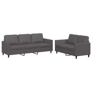vidaXL Set di Divani 2 pz con Cuscini Grigio in Similpelle