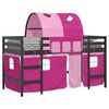 vidaXL Letto a Soppalco con Tunnel Bambini Rosa 80x200cm Massello Pino