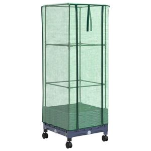 vidaXL Vaso da Giardino con Copertura per Serra e Ruote Blu Grigio PP