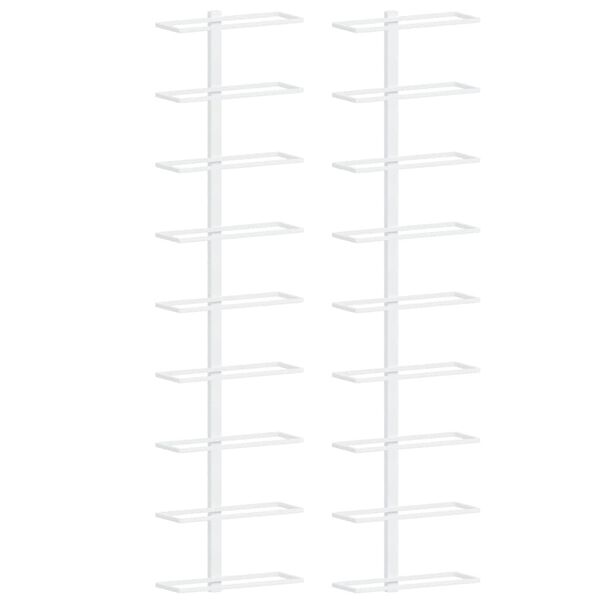 vidaXL Portavini da Parete per 9 Bottiglie 2 pz Bianco in Ferro