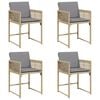 vidaXL Sedie da Giardino con Cuscini 4 pz Beige Misto in Polyrattan
