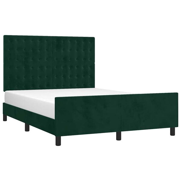 vidaXL Giroletto senza Materasso Verde Scuro 140x190 cm in Velluto