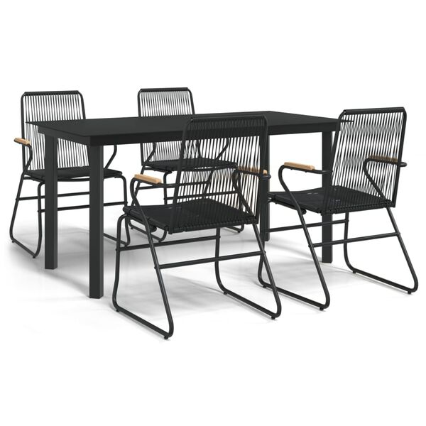 vidaXL Set da Pranzo da Giardino 5 pz Nero in Rattan PVC
